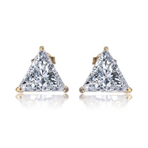 Guili Sterling Silver Triangle Stud Earrings with Clear Cubic Zirconia – A Sleek and Modern Jewelry Piece for a Trendy Yet Timeless Fashion Accent - 1 of 3