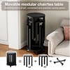 Lyngins 4-Piece Stackable Solid Wood Stool Set/Round Side Table, Bedroom Nightstand, Small End Table, Dining Stools (2 with Locking Wheels), Black - 3 of 4