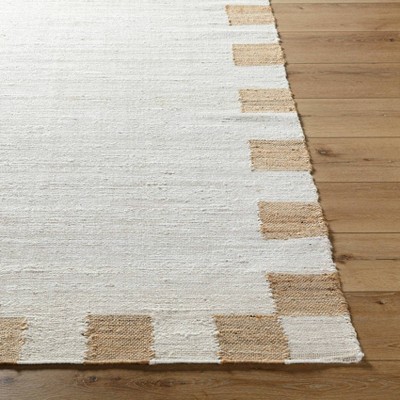 Handmade Light Silver and Beige Jute Rectangular Area Rug 5' x 7'