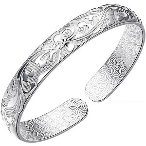 925 Sterling Silver Cuff Bangle Bracelets Adjustable Jewelry Fashion Simple Open Bangles Cuff Jewelry - 1 of 4