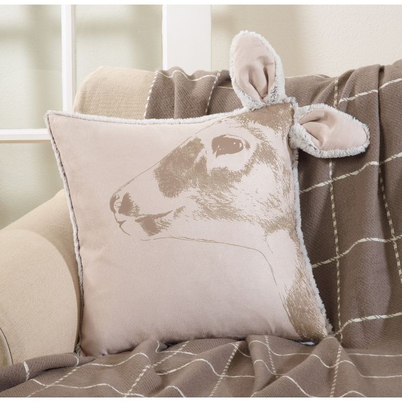 Deer Head Square Throw Pillow Red - Saro Lifestyle, 4 of 5
