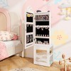 Costway Kids Jewelry Cabinet Standing Children Jewelry Organizer with Full-Length Mirror White/Pink - 2 of 4