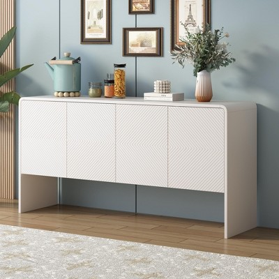 KTMBDW 60" Large Buffet Sideboard Cabinet with 4 Doors and Adjustable Shelves, Modern Buffet Table Storage Cabinet for Dining Room, Living Room