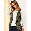 Allegra K Women's Sleeveless Vest Drawstring Waist Shawl Collar Zip Up Jacket - 2 of 4