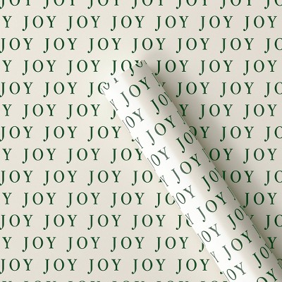30” 25 sq ft Christmas Roll Wrap Green Joy on Cream - Wondershop™