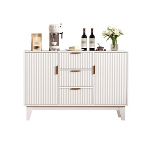 ODK Fluted Sideboard Buffet Cabinet, Kitchen 47.2in Large Buffet Storage Cabinet Coffee Bar Cupboard 3 Drawers 2 Doors Adjustable Shelves Living Room - 1 of 4