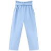 Girls High Waist Paper Bag Pants Belted Waist Tapered Pants Bow Deco Pants with Pocket,Light Blue - 140 - 2 of 4