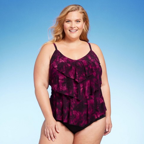 Women's Upf 50 Tiered Tankini Top - Aqua Green® Multi Warm 3x : Target