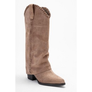 Tyler - Mocha Genuine Leather Stitched Western Boot (Women) | Forever & Always Shoes - 1 of 4