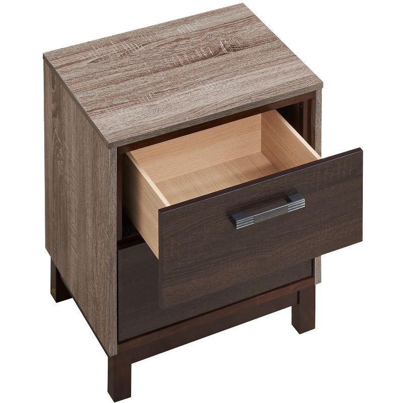 Passion Furniture Magnolia 2-Drawer Brown Nightstand (24 in. H x 19 in. W x 15.5 in. D), 5 of 7