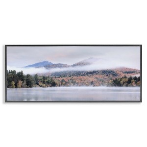 Stupell Industries Looming Fog Mountain Peak Reflective Lake Photography Framed Giclee Art - 1 of 4