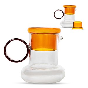 Elle Decor Amber Ring Pitcher Set, Carafe and Water Drinking Glass Lid 2 Piece Set - 1 of 4