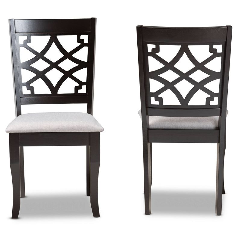 Set of 2 Mael Dining Chair Gray/Dark Brown - Baxton Studio: Upholstered, Wood Frame, Armless, Classic Pattern, 3 of 9