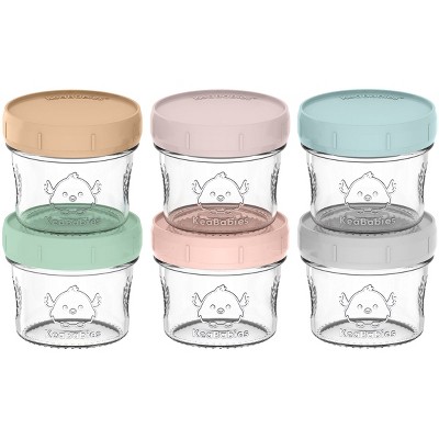 Image of 6pk Prep Baby Food Storage Containers, 4 oz Leak-Proof, BPA Free Glass Baby Food Jars for Feeding (Musk Dusk)