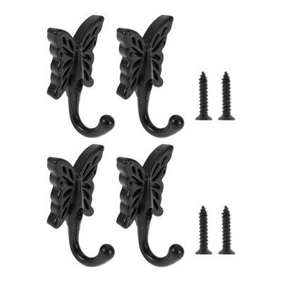 Unique Bargains Vintage Clothes Hooks 2.17"x1.34"x0.79" Black 4 Pcs