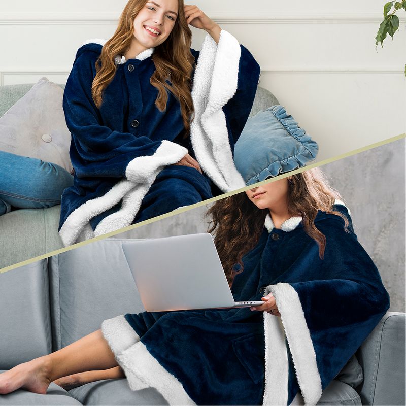 PAVILIA Angel Wrap Hooded Blanket for Women Adult, Wearable Cozy Wrap Throw Fleece Shawl Cape, 2 of 7