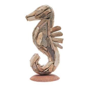 Beachcombers Driftwood Seahorse With Metal Plate Base