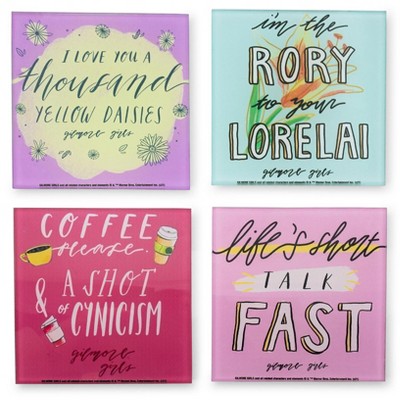 Silver Buffalo Gilmore Girls Quotes Glass Coasters | Set of 4