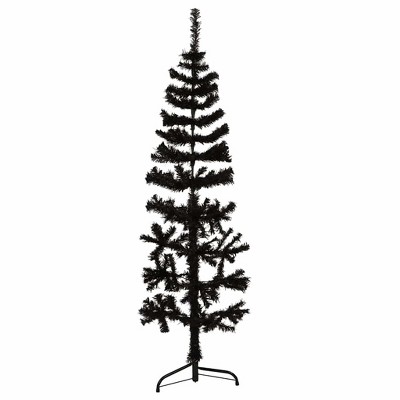 Artificial Half Christmas Tree Black PVC, Steel Slim