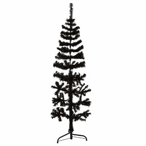 Artificial Half Christmas Tree Black PVC, Steel Slim - 1 of 4