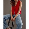 Women's Tie Knit Vest Crochet Sleeveless Open Front Cardigan Sweater Vest Top - 4 of 4