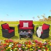 Mshliw 4-Piece Outdoor Patio Furniture Set, Garden Wicker Sofa with Tempered Glass Coffee Table, Poolside Lawn Chairs, Cushions, Modular Design - 2 of 4