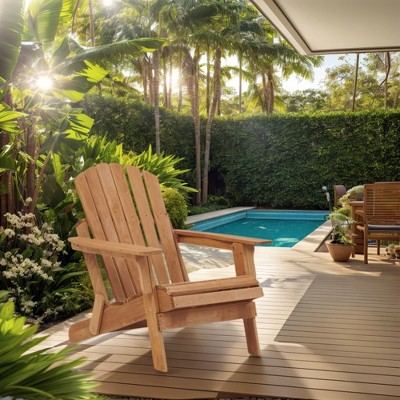 JUJABU Oversized Wooden Folding Adirondack Chair with Pre-Assembled Backrest and SeatBoard