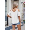 Womens Cold Shoulder Top Basic T Shirts 3/4 Sleeve Casual Blouse Tshirts - 2 of 4