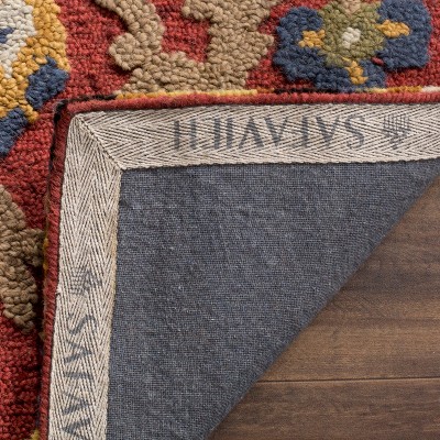 Handmade Red Wool Tufted Floral Square Rug