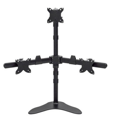 Monoprice Triple Monitor Pyramid Free Standing Desk Mount For 15-30in Monitors | Rotate 360°, Swivel ±60°, Tilt ±12°