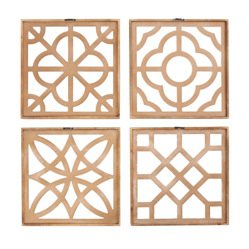 Set of 4 Wood Geometric Beaded Wall Decors White - Olivia &#38; May, 2 of 6