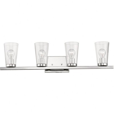 Cityview 4-Light Polished Chrome Vanity with Clear Glass Shades