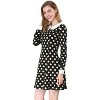 Allegra K Women's Peter Pan Collar Contrast Printed A-Line Short Dresses - 4 of 4