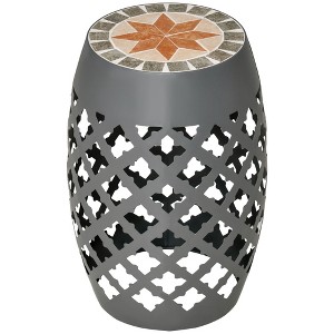 Outsunny 12" Round Patio Outdoor Footstool, Garden Mosaic Accent Side Table, Plant Stand - 1 of 4