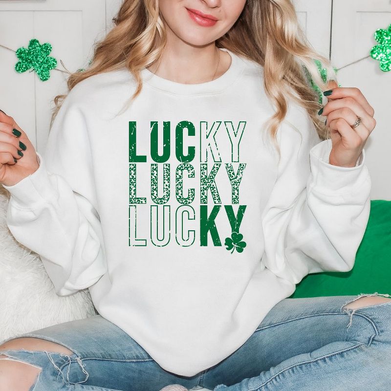 Simply Sage Market Women's Graphic Sweatshirt Lucky Stacked Distressed, 3 of 5