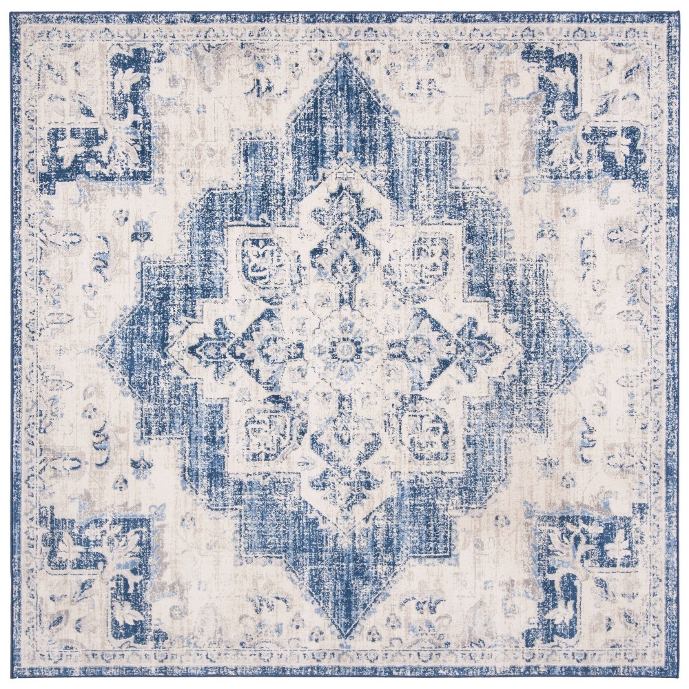 6'7inx6'7in Square Madonna Rug Ivory/Navy - Safavieh