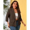 Whizmax Womens Plus Size Casual Pocketed Blazer Office Open Front 3/4 Sleeve Cardigans Jacket Work Suit,Deep Brown,XL - 4 of 4