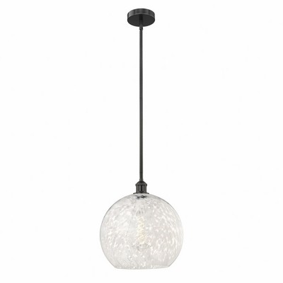 White Mouchette - 1 Light Stem Hung Pendant In Modern Style-16.13 Inches Tall and 13.75 Inches Wide