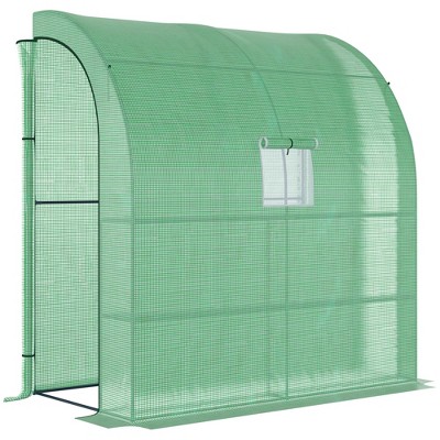 Outsunny Outdoor Walk-In Greenhouse, Plant Nursery with Roll-up Window, PE Cover, and 3-Tier Wire Shelves