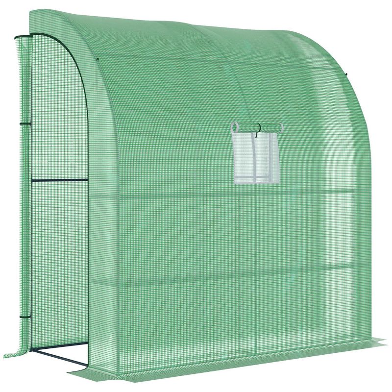 Outsunny Outdoor Walk-In Greenhouse, Plant Nursery with Roll-up Window, PE Cover, and 3-Tier Wire Shelves, 1 of 7