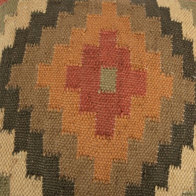 18" Earthtones Southwestern Wool and Jute Pillow Cover