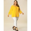 Agnes Orinda Women's Plus Size Plain Cut-Out Gathered Patchwork Long Sleeve T-Shirt - 3 of 4