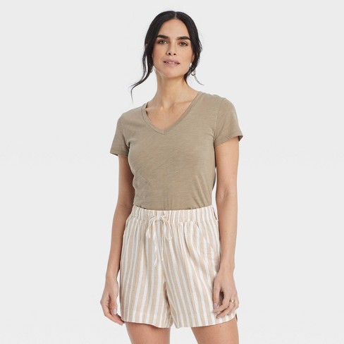 Women's Fitted Short Sleeve V-Neck T-Shirt - Universal Thread™ Brown XL