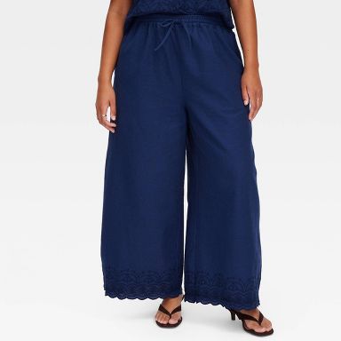 Women's Scalloped Hem Drawstring Pants Navy Blue - Roller Rabbit x Target  XXS