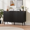 FONTOI Storage Cabinet, Sideboard Cabinet with Doors and Shelves, Buffet Cabinet with Waveform Panel for Dining Room, Black, 47.2*13.8*30 - 3 of 4