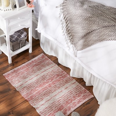 Cinnamon and Beige Handwoven Recycled Cotton Yarn Rug 2x3