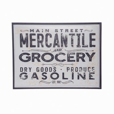 Transpac Metal 31" White Spring Mercantile Grocery Sign