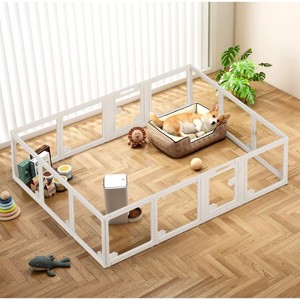 AMERLIFE Acrylic Clear Indoor Dog Playpen, 24" Transparent Fence with 2 Door, Modular Pet Play Pen for Little Pets, Easy Assembly - 1 of 4