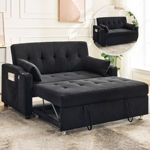 Sofa Bed Couch, Futon Sleeper Couches with Pull Out Bed, USB Convertible Sofa Cama for Small Spaces, 3 in 1 Loveseat Furniture Lounge Recliner - 1 of 4
