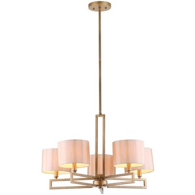 Contemporary 53.5'' Antique Gold Steel Drum Chandelier with Cream Shades